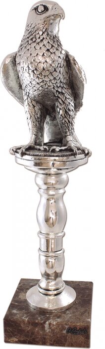 Скульптура "Сокол на пьедестале" посеребрение (Silver falcon on pedestal)