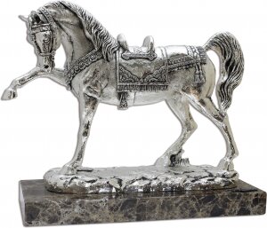 Скульптура "Лошадь с поднятой ногой" посеребрение (Silver horse right foot up)