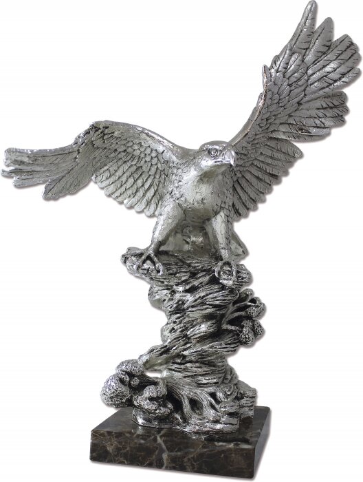 Скульптура "Орёл на камне" посеребрение (Silver Eagle)