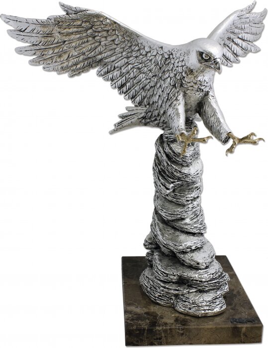 Скульптура "Сокол садится" посеребрение (Silver falcon landing)