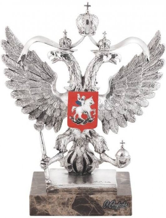 Скульптура "Герб России" посеребрение (Silver russian emblem)