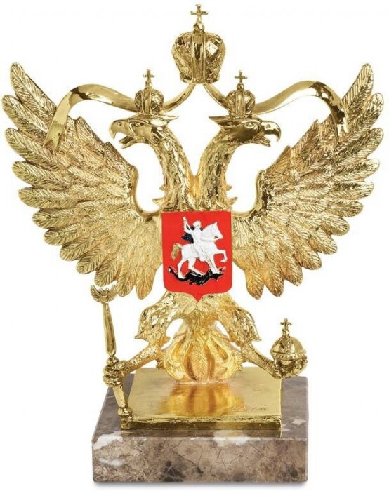 Скульптура "Герб России" золочение (Golden russian emblem)