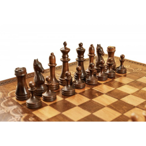 Резные шахматы и нарды из бука "Бесконечность"