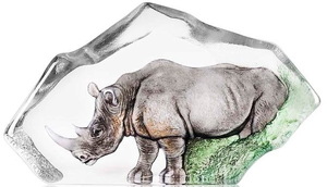 Скульптура из хрусталя "Носорог" с ручной росписью