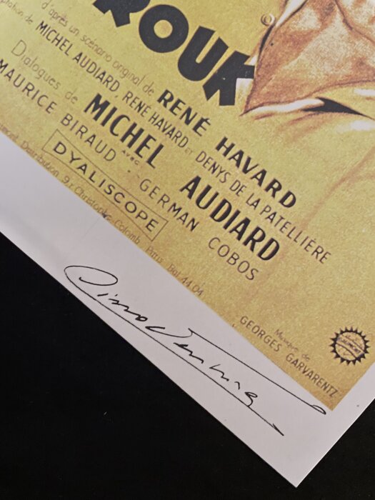 Постер с автографами актёров Луно Вентуро, Шарля Азнавура, Харди Крюгера