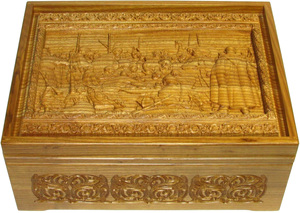 Лото в резной шкатулке из мореного ясеня "Запорожцы пишут письмо турецкому султану"