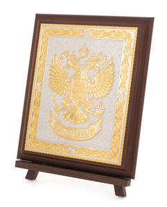 Плакетка "Герб РФ" на подставке из ясеня, Златоуст