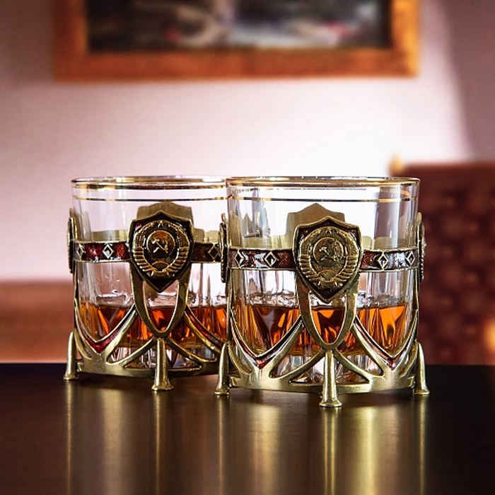 Набор бокалов для виски "СССР" (2 шт) в подарочной коробке