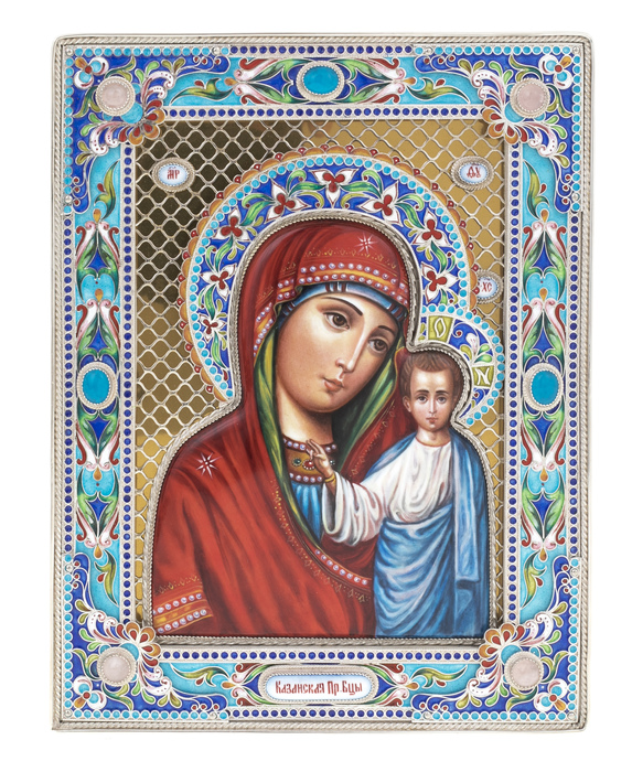 Икона "Казанская пресвятая Богородица" (финифть)
