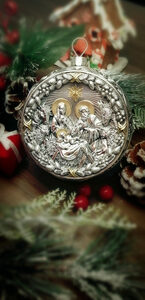 Серебряный елочный шар "Рождественский"