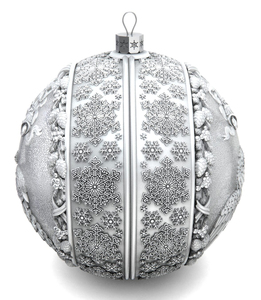 Серебряный елочный шар "Снегири"