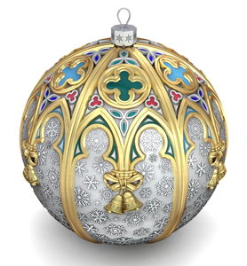 Серебряный елочный шар "Спаситель" с позолотой и эмалью