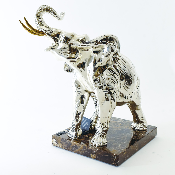 Скульптура "Слон" посеребрение (Silver elephant, большой)