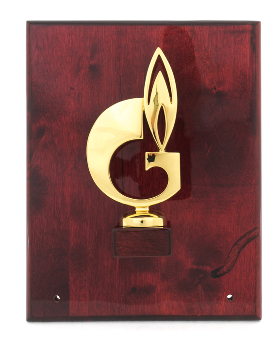 Плакетка "Символ газа" на деревянной раме (цвет- коричневый, золотой)