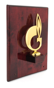 Плакетка "Символ газа" на деревянной раме (цвет- коричневый, золотой)