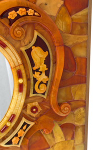 Панно из янтаря "Зеркало, фрагмент янтарной комнаты" (масштаб 1:2)