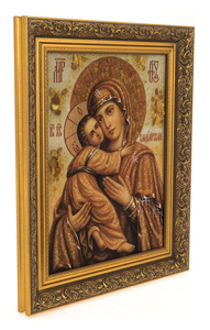 Икона из янтаря "Владимирская Божья Матерь"