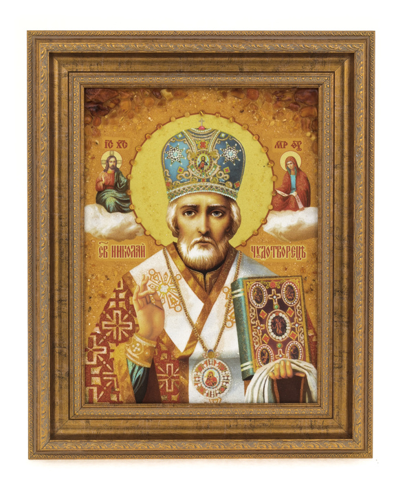 Икона из янтаря "Святой Николай-Чудотворец"