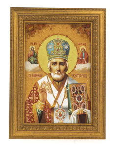 Икона из янтаря "Святой Николай-Чудотворец" малая
