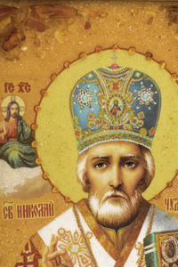 Икона из янтаря "Святой Николай-Чудотворец" малая
