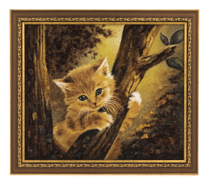 Картина из янтаря "Котёнок"