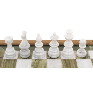 Шахматы из белого мрамора и зеленого оникса "Европейские"