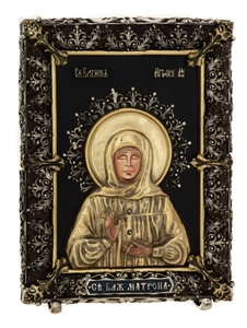 Икона с художественным литьём "Матрона Московская" малая бронза