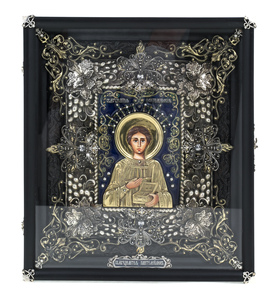 Икона с художественным литьем "Пантелеймон" (бронза)