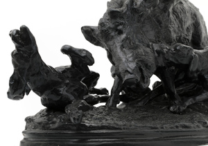 Скульптура "Охота на кабана" чугун