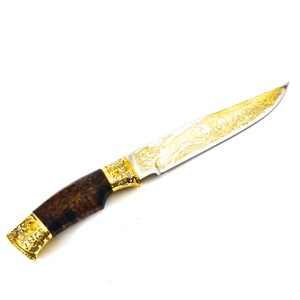 Нож "Барс" Златоуст, накладка на ножнах, сталь 95*18, карельская береза