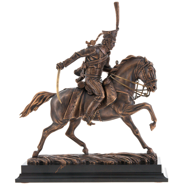 Авторская скульптура из бронзы "Гусар на коне"