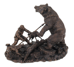 Авторская скульптура из бронзы "Охота на медведя"