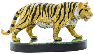 Тигр на подставке малый (малахит)