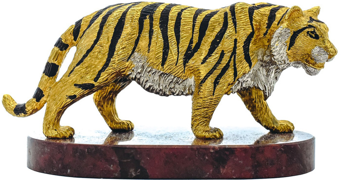 Тигр на подставке малый (яшма)