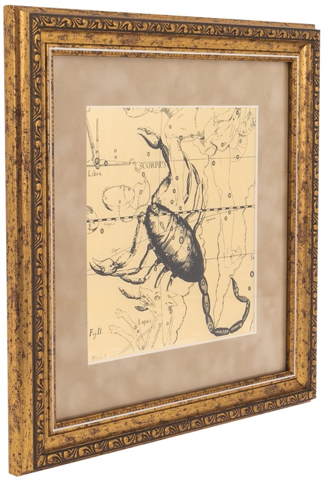 Картина на сусальном золоте "Знак зодиака Скорпион" Бежевый бархат