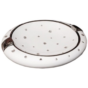 Тарелка белая с декором платинового цвета, со стразами Swarovski