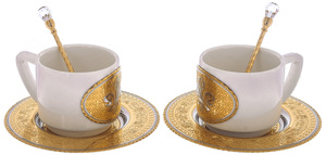 Набор кофейный "Лилии" с 2 чашками, 2 ложками и 2 тарелочками, фарфор, Златоуст