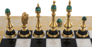Шахматный ларец из малахита, белого мрамора и долерита "Элита" Златоуст