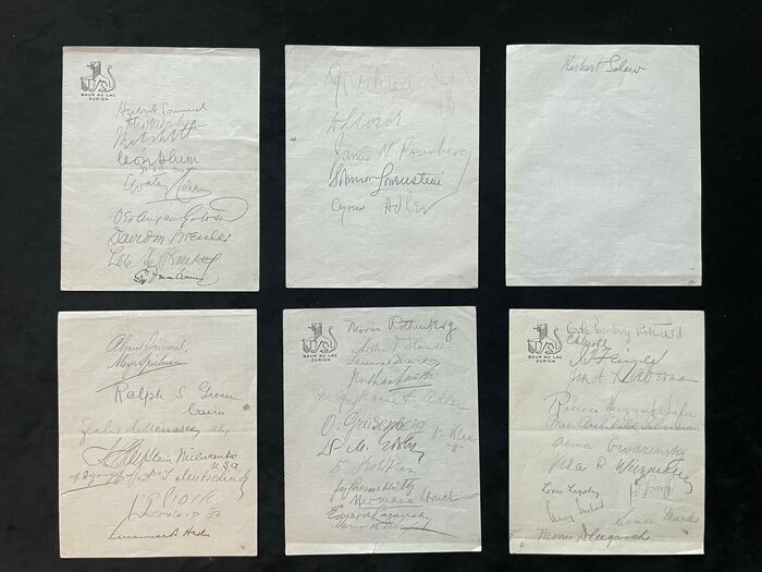 Документ с автографами участников сионистского конгресса 1929 г.