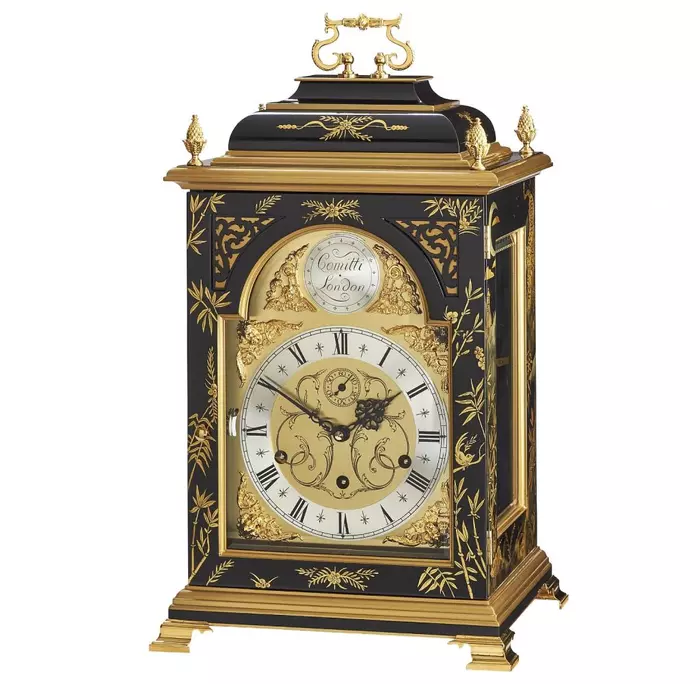 Каминные часы "Comitti Queen Anne in Chinoiserie Tiger Artwork" (черный)