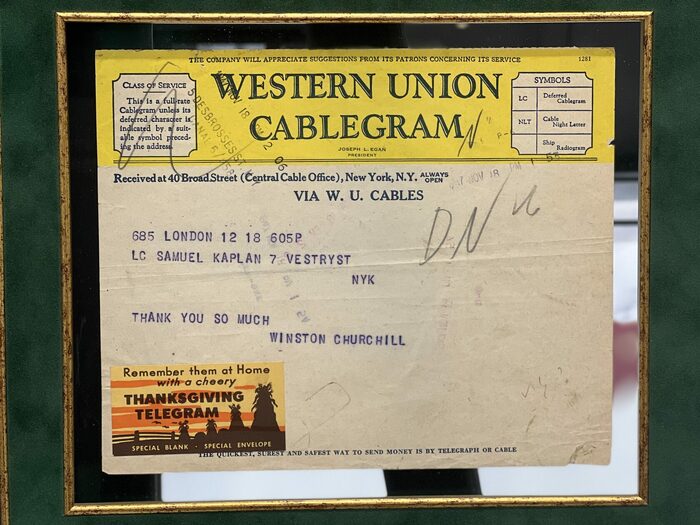 Уинстон Черчилль - личная телеграмма на фирменном бланке