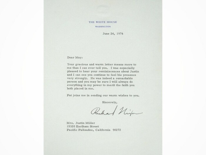 Письмо с автографом Ричарда Никсона