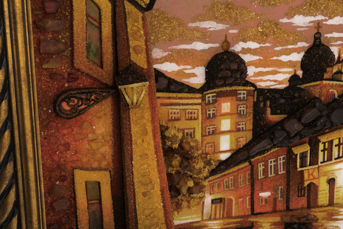 Картина из янтаря "Город"