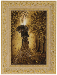 Картина из янтаря "Девушка с зонтом"