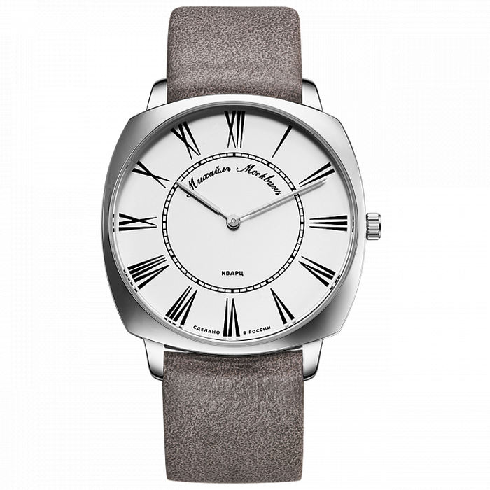 Наручные кварцевые часы Mikhail Moskvin "Classic" белые с ремешком цвета мокко