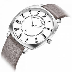 Наручные кварцевые часы Mikhail Moskvin "Classic" белые с ремешком цвета мокко