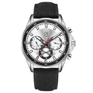 Наручные кварцевые часы УЧЗ серебристые с черным ремешком