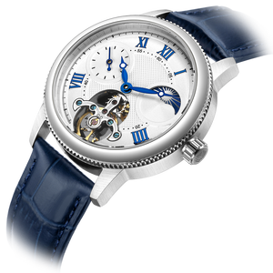 Наручные механические часы Mikhail Moskvin "Elegance" белые с синим кожаным ремешком