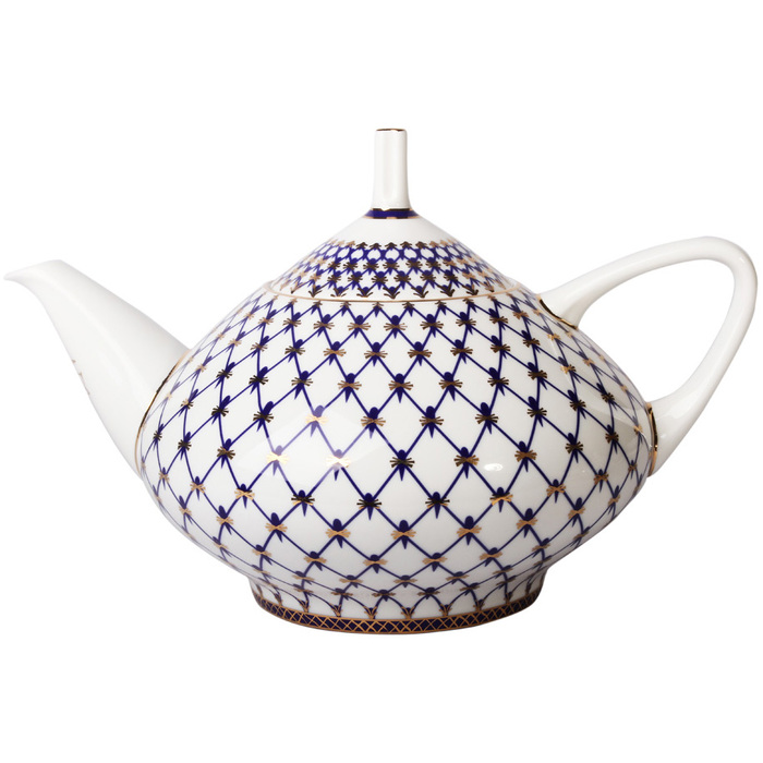 Tea set "Domed" with a pattern of "Cobalt net" for 6 persons (14 items)