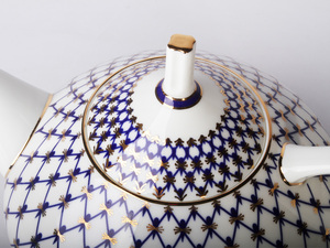 Tea set "Domed" with a pattern of "Cobalt net" for 6 persons (14 items)